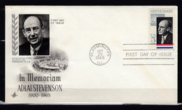 FDC In Memoriam Adlai Stevenson Bloomington First Day Of Issue - 1961-1970
