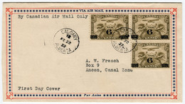 CANADA 1922 Airmail FDC To Ancon Canal Zone, Overprint Stamps (CZ13) - Canal Zone