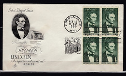 FDC Lincoln Sesquicentennial Hodgenville First Day Of Issue - 1951-1960