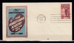 FDC 150Th Anniversary The Pennsylvania Academy Philadelphia First Day Of Issue - 1951-1960