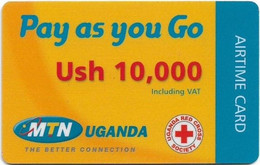 Uganda - MTN - Pay As You Go, Airtime (Red Cross, Grey 'The Better Connection', Thick Card), GSM Refill, 10.000Ush, Used - Ouganda