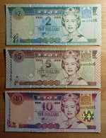 Fiji 2+5+10 Dollars 1992-2002 UNC Lot 3x 2002 - Fiji