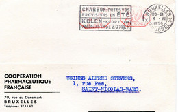 1956 Kaart COOPERATION PHARMACEUTIQUE FRANCAISE Bruxelles Signé F Stache Naar St Niklaas - ...-1959
