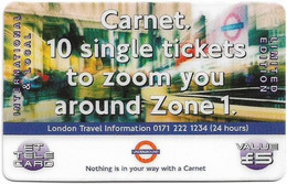UK - ET - London Travel Information, Tickets Around Zone 1, Remote Mem. 5£, Mint - Emissioni Imprese