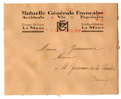 TB 3961 - 1939 - EMA - Mutuelle Générale Française à LE MANS Pour SAINT GERMAIN DE LA COUDRE - EMA (Empreintes Machines à Affranchir)