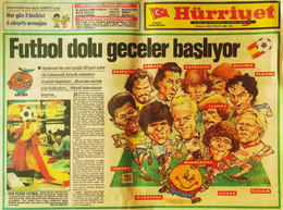 "Football-filled Nights Begin" Cartoon Published In Hürriyet Newspaper At The Start Of The 1982 World Football Cup Held - Deportes