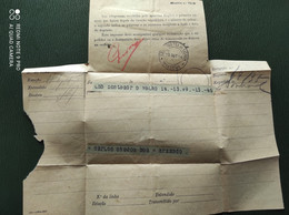 1914 PORTUGAL Telegram Télégramme Hughes Machine THOMAZ DEL NEGRO LISBOA PARA MONTEMOR O VELHO COIMBRA 1914 READ BELOW - Cartas & Documentos