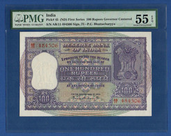 INDIA - P. 45 – 100 Rupees ND ( (1962-1967)) AUNC PMG 55, Serie AB/11 484506 - Inde