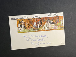 (1 Oø 28) Australian Cover Posted 1970  - Strip Of 5 Captain Cook Stamps On Used Cover - Lettres & Documents