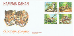 F1 : Big Cat - Clouded Leopard 4V, Malaysia Protected Animal FDC- With WWF Panda Logo, World Wide Fund Project - Big Cats (cats Of Prey)