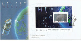 F1 : Malayisa Earth Satelite, World Map, Globe, Telecommunication, EARTH, Rocket  - FDC MS Hologram Stamps FDI - Asia