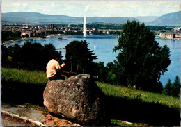 Switzerland Geneve Vue Generale De La Ville Depuis Cologny Et La Pierre Biron - Cologny