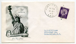 United States 1954 FDC Scott 1035 Statue Of Liberty; Albany & Binghamton RPO Postmark - 1951-1960