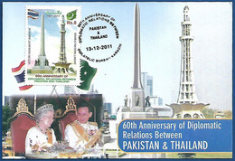 PAKISTAN MAXIMUM CARD 2011 MNH  60th ANNIVERSARY OF DIPLOMATIC RELATION THAILAND - Pakistán