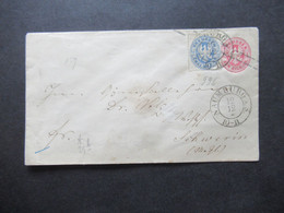 AD Preußen Um 1862 Ganzsachen Umschlag 1 Silbergroschen Mit Zusatzfrankatur Stempel K2 Naumburg Nach Schwerin Gesendet - Entiers Postaux