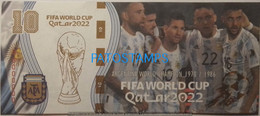 192533 BILLETE FANTASY TICKET 10 BANK ARGENTINA SOCCER FUTBOL FIFA WORLD CUP QATAR 2022 JUGADORES LEO MESSI NO POSTCARD - Lots & Kiloware - Banknotes