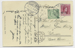 LUXEMBOURG 10C SURCHARGE 7 1/2C+5C  CARD CARTE LUXEMBOURG B ETTEMBOURG 1919 TO FRANCE - 1914-24 Marie-Adelaide