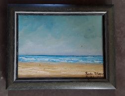 Schilderij Strand En Zee 1990 Door Ludo Viaene - Huiles