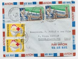 MALI 25FRX2+10FR CROIX ROUGE X2  LETTRE COVER AVION BAMAKO 4.12.1963  TO FRANCE - Mali (1959-...)