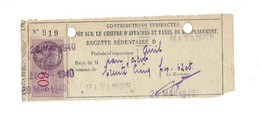 Recette De Hayange.1940.Contributions Indirectes. - Lettres & Documents