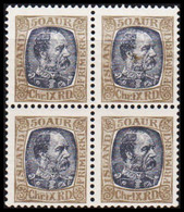 1902. ISLAND. King Christian IX. 50 Aur Grey/bluegrey. LUX  4-BLOCK NEVER HINGED.  (Michel 44) - JF529107 - Ungebraucht