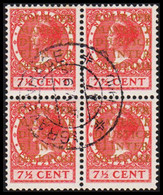 1934-1938. NEDERLAND. 7½ CENT In 4-block Overprinted  „COUR PERMANENTE DE JUSTICE INTERNAT... (Michel Di. 11) - JF529119 - Dienstmarken