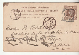 Grande Bretagne /Postal Stationery, Entier Postal Pour Japon Avec Cachet D'arrivée - Interi Postali