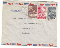 Croix Rouge - Islande - Lettre De 1949 - Oblit Reykjavik - Volcans - Exp Vers London -bateaux - Valeur 25 € En .....2005 - Covers & Documents