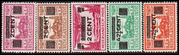 1934. NEDERL. INDIE. Surcharges On Airmail Complete Set With 5 Stamps Hinged.  - JF529329 - Netherlands Indies