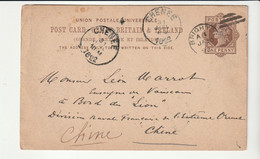 Grande Bretagne /Postal Stationery, Entier Postal /Brighton Pour Chine à Bord Du Vaisseau "Lion", 1892 - Interi Postali