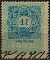 1898 - 1899 Hungary Croatia Slovakia Vojvodina Serbia Romania Transylvania K.u.k Kuk - Revenue Tax Stamp - USED - 4 F. - Fiscales