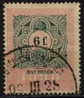 1898 - 1899 Hungary Croatia Slovakia Vojvodina Serbia Romania Transylvania K.u.k Kuk - Revenue Tax Stamp - USED - 6 F. - Fiscale Zegels