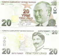 Turkey 20 Lire 2009 / (2022) P-224f Letter G UNC - Turquie