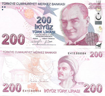 Turkey 200 Lire 2009 / (2021) P-227e Letter E UNC - Turquie