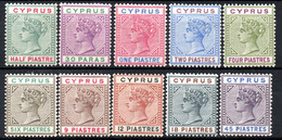 1401. CYPRUS. 1894 VICTORIA . SG. 40-49, SC.28-37. MH. 18P. WRINKLES - Cyprus (...-1960)
