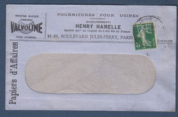 5c Semeuse Perforé  H H Sur Enveloppe  HENRY  HAMELLE - Cartas & Documentos