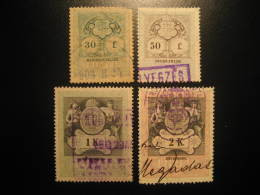 1898 4 Different Revenue Fiscal Postage Due Tax Official Stamp Different Condition HUNGARY - Revenue Stamps