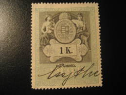 1898 1 K Revenue Fiscal Tax Postage Due Official Hungary - Steuermarken