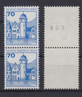 Berlin 538 RM Mit Ungerader Nr. Senkrechtes Paar Burgen+Schlösser 70 Pf ** - Roulettes