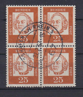 Bund 353y A 4er Block Bedeutende Deutsche 25 Pf Gestempelt - Other & Unclassified