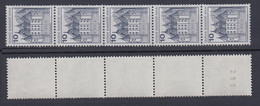 Berlin 532 II Letterset RM 5er Streifen Mit Gerader Nr. Burgen+Schlösser 10 Pf** - Rolstempels