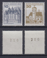 Berlin 532 II + 534 II Letterset RM Mit Gerader Nr Burgen+Schlösser 10+30 Pf ** - Rolstempels