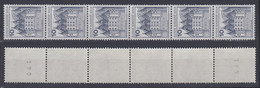 Berlin 532 II Letterset RM 6er Streifen Burgen + Schlösser 10 Pf Postfrisch - Rolstempels