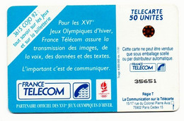 Télécarte "SKI DE FOND" 50 U SC5 AN (vide) - Variété "5 N° Noirs" - J.O D'Albertville - 1991