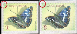 R117**(x2) - Papillon,Petit Mars Changeant (diff. De Dent. Et Coul. Jaune Norm Et Vert Pointu, Tanding En Kleurverschil) - Coil Stamps