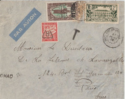 1936 - TCHAD - TAXE DUVAL Sur ENVELOPPE De FORT-ARCHAMBAULT (AFFR. MIXTE MOYEN-CONGO) => PARIS - Cartas & Documentos