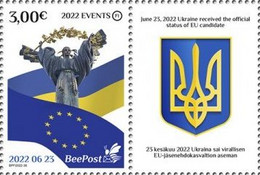 Finland 2022 Ukranian War And History Events 23.06.22 Ukraine Candidate For EU BeePost Stamp With Label Mint - Neufs