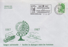 Enveloppe    FRANCE  1er   Jour   Flamme   Centenaire  De  L'  ESPERANTO     MONTIGNY  LES  METZ   1987 - Esperánto