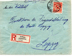 56834 - Deutsches Reich - 1926 - 50Pfg Korbdeckel EF A R-Bf (o Etw Reduziert) NEUHAUS -> LEIPZIG - Lettres & Documents