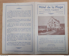 Depliant Publicitaire SAINT MICHEL EN GREVE Cotes De Nord Hotel De La Plage Guillou Proprietaire - Werbung